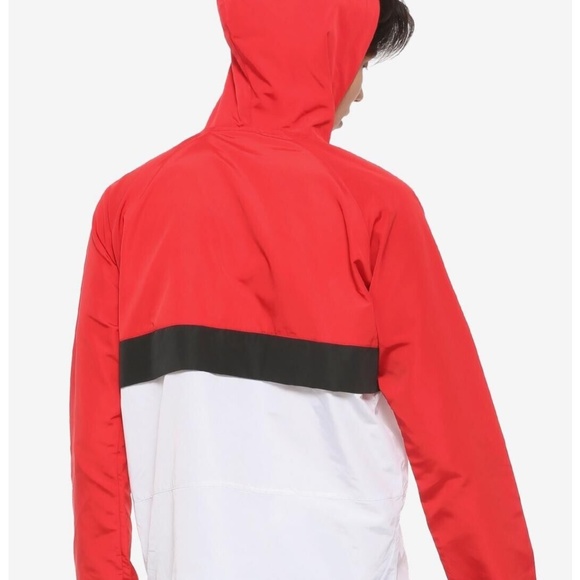 NEW Pokemon Trainer Half-Zip Hooded Anorak Windbreaker Jacket Red White Size SM - Picture 2 of 8
